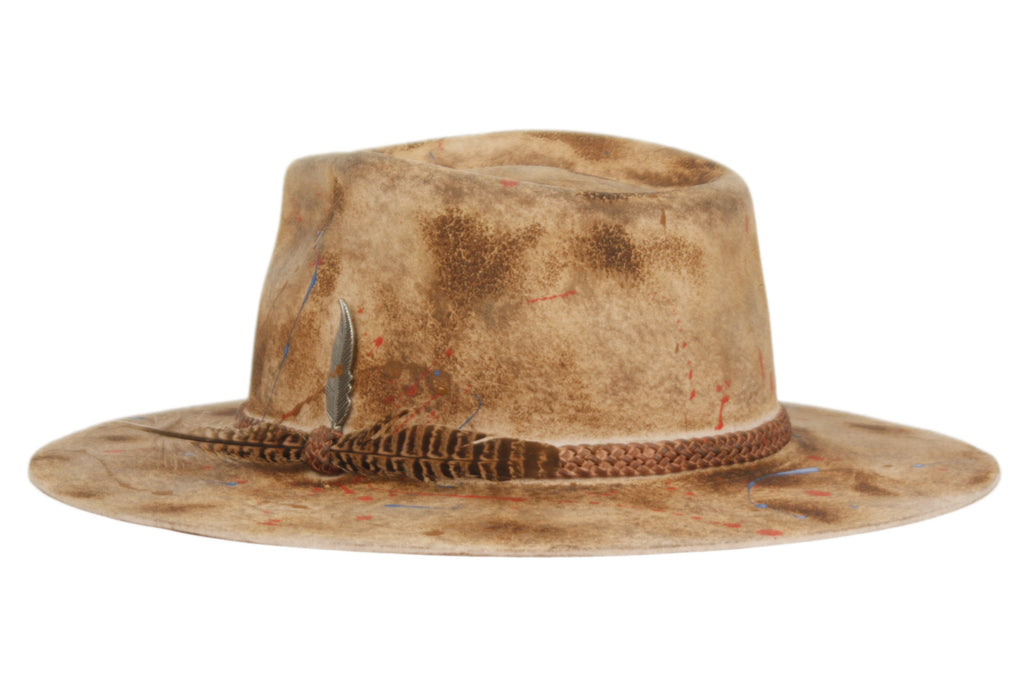 Morreton Vintage Style Wool Felt Hat with Band and Feather M112 back