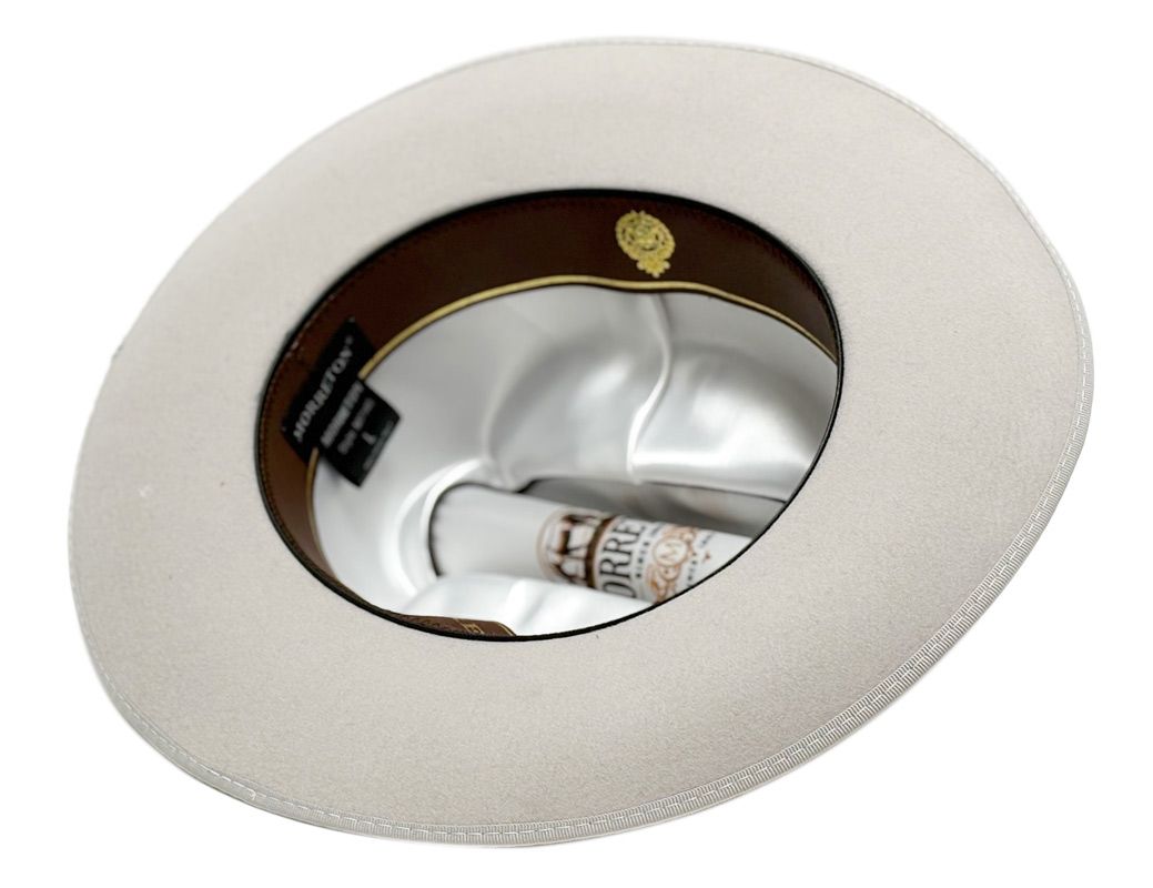 Morreton M7146 beige wool felt fedora hat interior