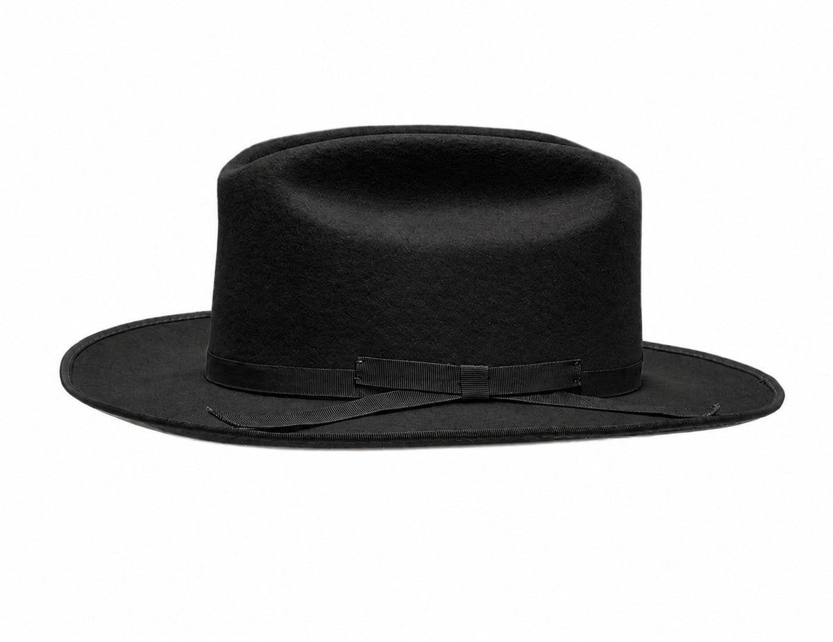 M7146 Black wool felt hat, front view