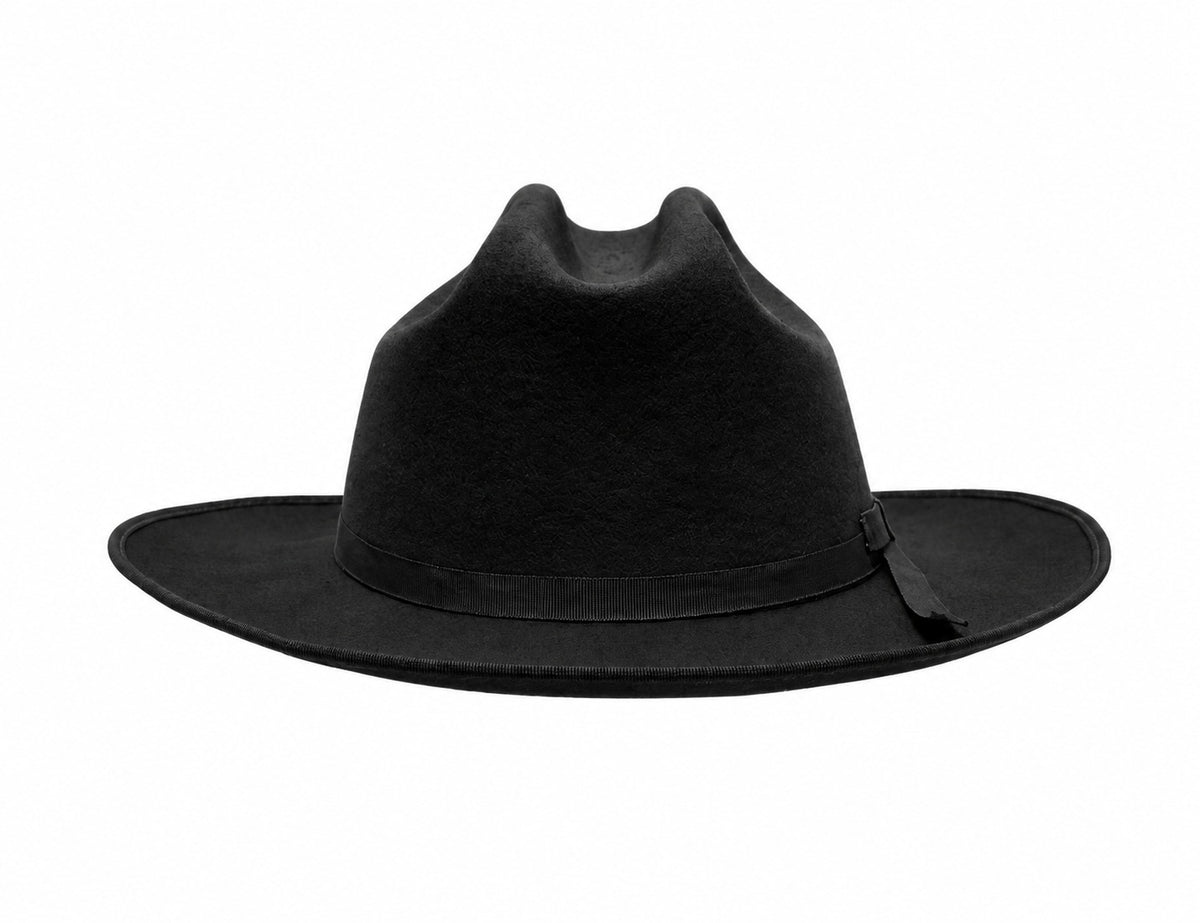 M7146 Black wool felt hat, back view
