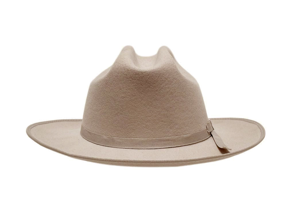 M7146 Khaki wool felt hat, back view