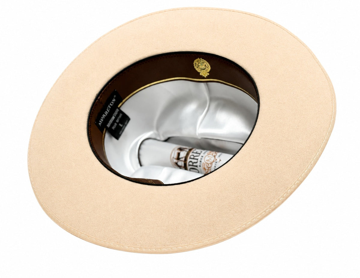 M7146 Khaki wool felt hat, inside view