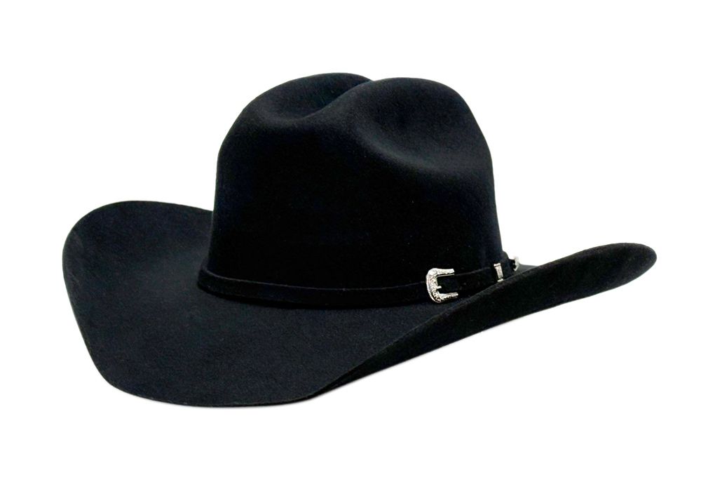M7147 Black western wool felt cowboy hat, angled product view