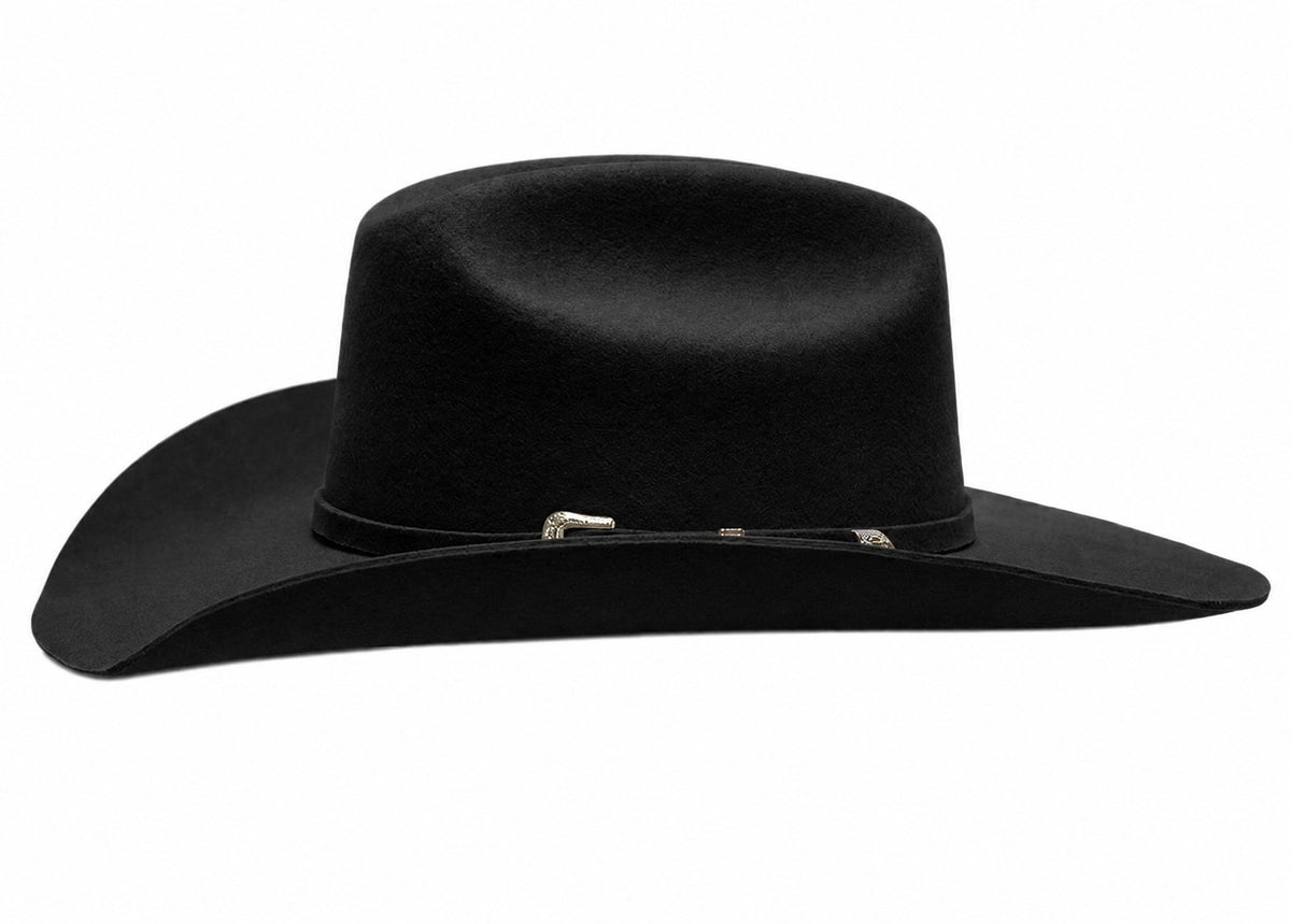M7147 Black western wool felt cowboy hat, front view
