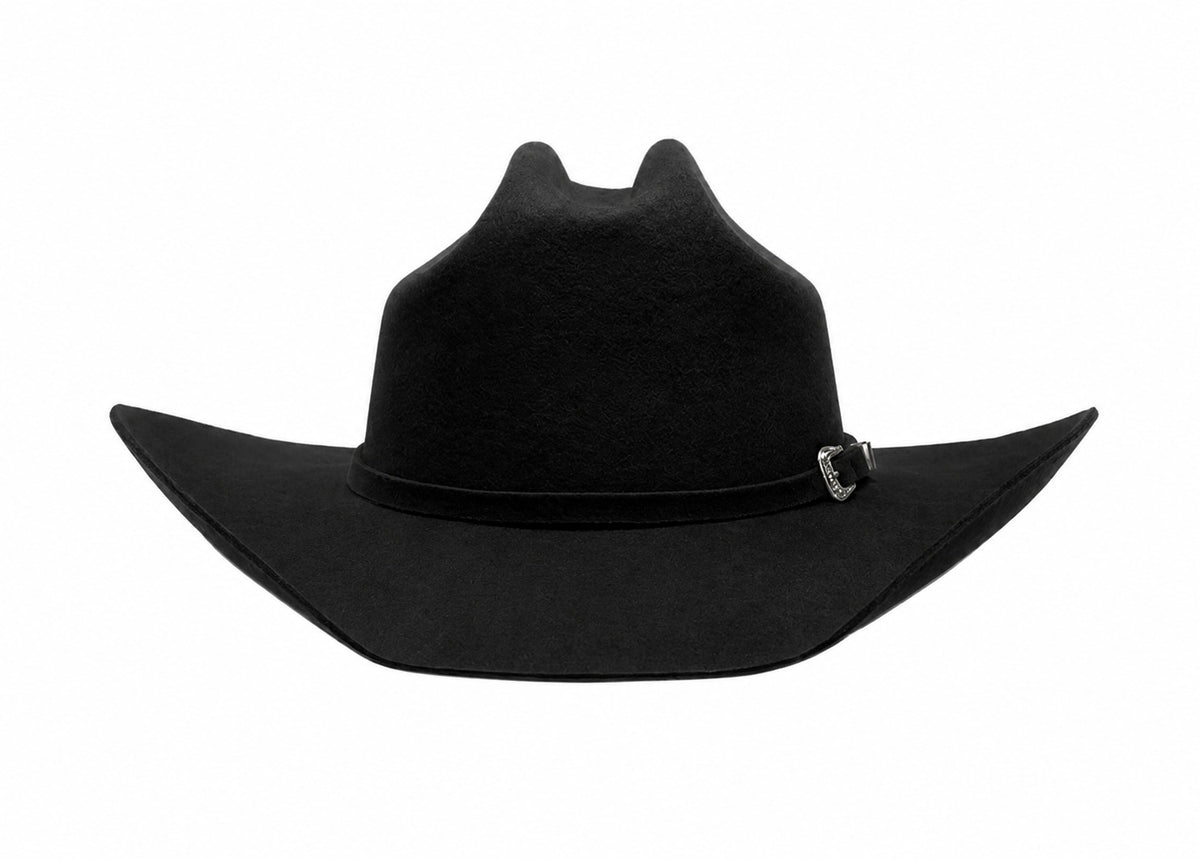 M7147 Black western wool felt cowboy hat, back view