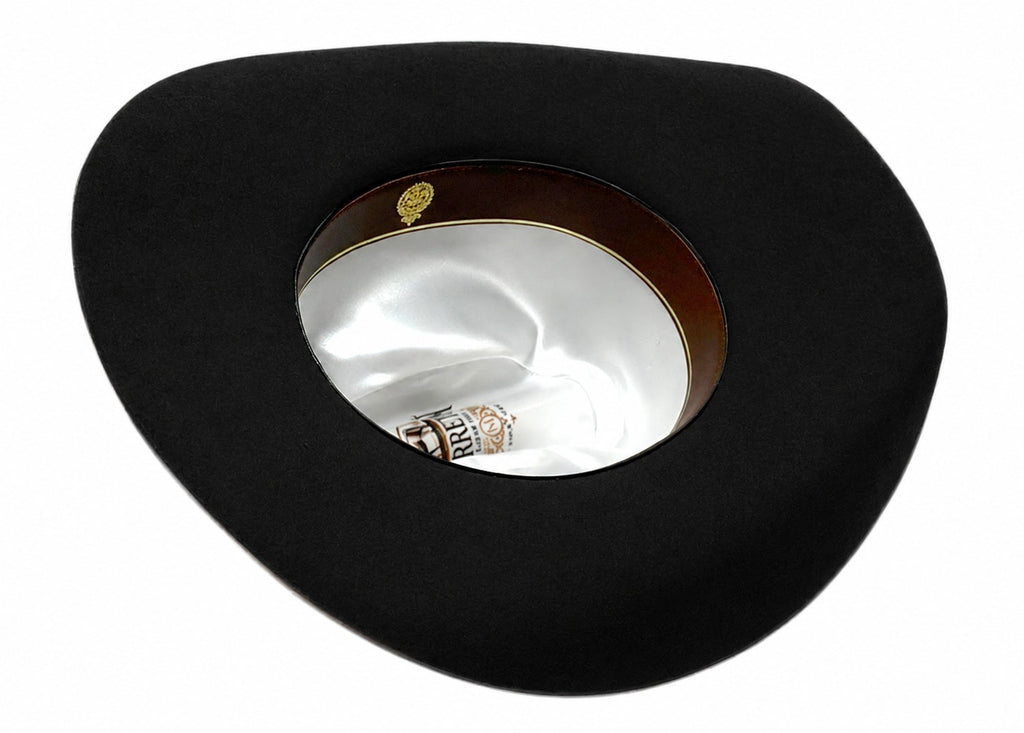 M7147 Black western wool felt cowboy hat, inside view