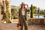 Morreton Wide Brim Toyo Straw Fedora Hat with Fabric Band and Up Brim M122