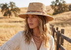 Morreton Woven Straw Fedora with Decoration Band and Feather M7078