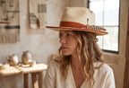 Morreton Woven Straw Fedora with Decoration Band and Feather M7108