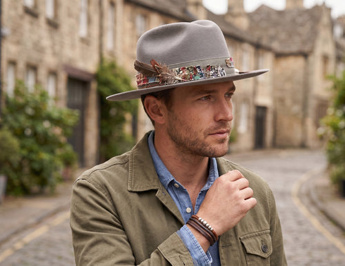 Morreton Open Road Wool Felt Fedora Hat with Trim Band M7172
