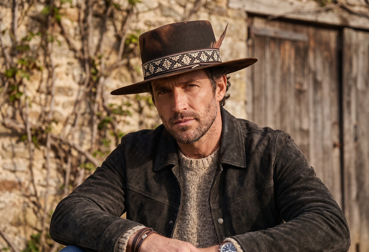 Morreton Wool Felt Hat with Diamond Band and Feather M91N