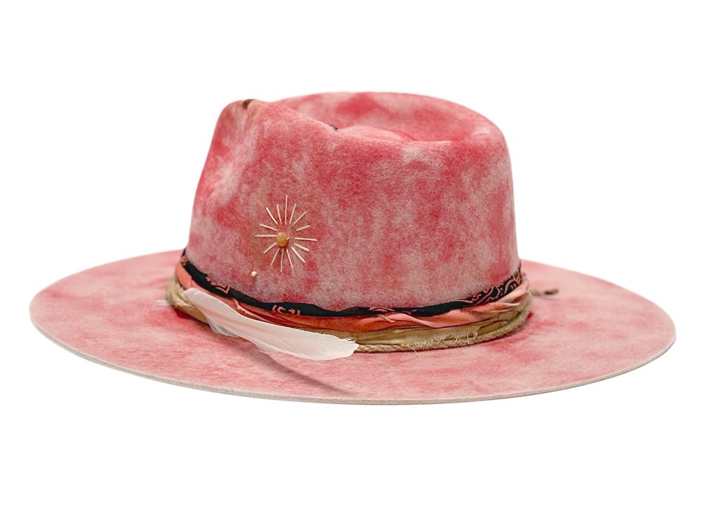Morreton M7149 distressed pink wool felt hat - back view